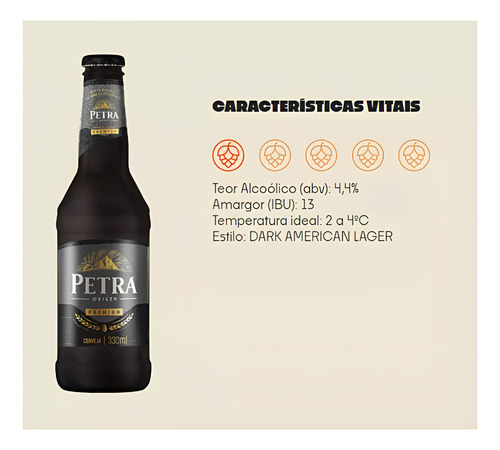 Cerveja Escura Petra - 6 Garrafas Com 330ml - Premium - Pack
