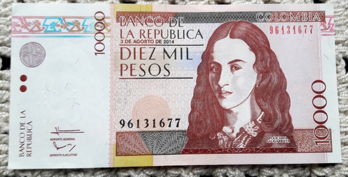 Billete De Diez Mil Pesos Colombianos (para Coleccionar Unc)