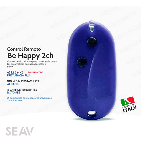 Control Remoto Seav Behappy 2ch , Para Porton Electrico