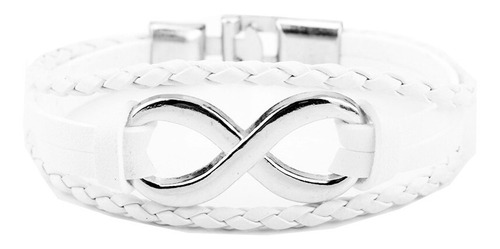 Pulsera Tipo Piel Blanca - Infinito Plateado - Muy Bonita!