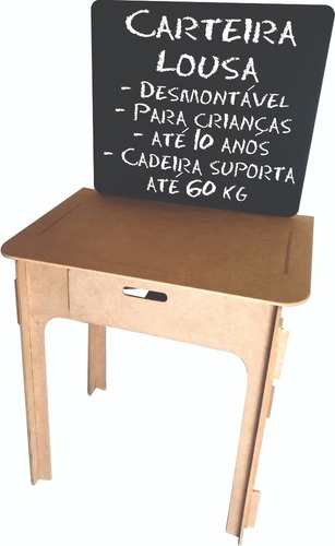 Carteira P/ Estudo Com Lousa E Cadeirinha Mdf Desmontável