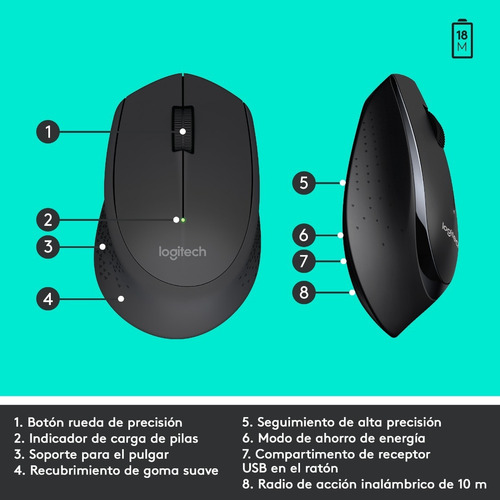 Kit Teclado Y Mouse Inalambrico Logitech Mk345 Color del mouse Negro Color del teclado Negro