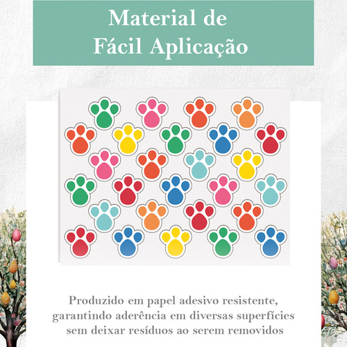 Kit 12 Cartelas Adesiva Pegada De Coelho Caça Ovo Marrom
