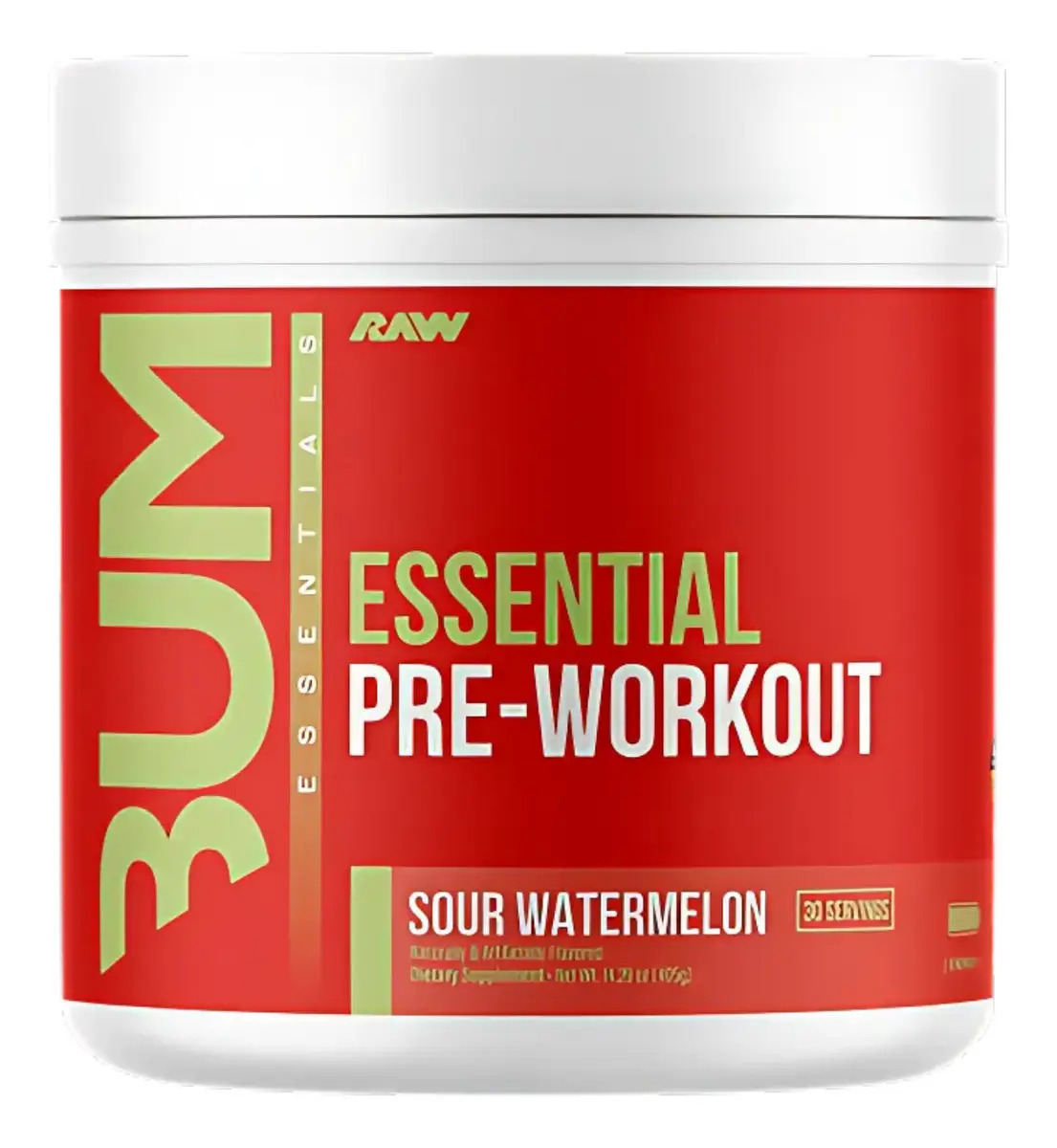 Pre entrenamiento RAW CBUM Essential Pre-Workout en polvo sabor Sandía ácida x 399g