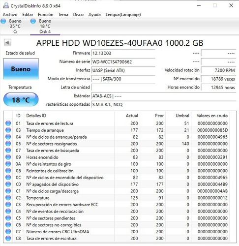 Imagen 2 de 2 de Disco Duro 3.5 Wd Blue Hdd Wd10ezes-40ufaa0 1tb 7200 Rpm