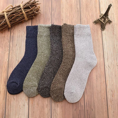 5 Pares De Calcetines Térmicos De Algodón Para Hombre
