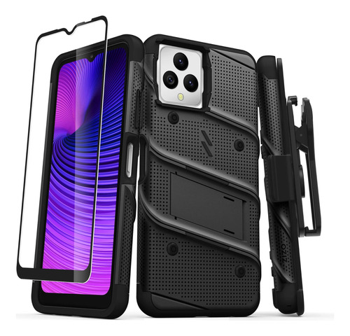 Zizo Bolt Bundle Para T-mobile Revvl 6 5g Funda Con De Negro