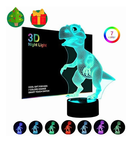Lámpara De Noche Diseño 3d Dinosaurio