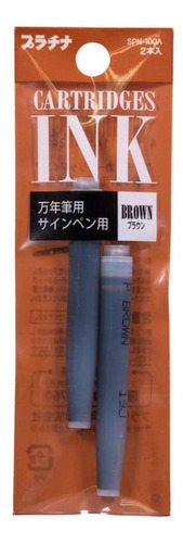 Cartucho Para Caneta Tinteiro Platinum Brown Com 2 Unid