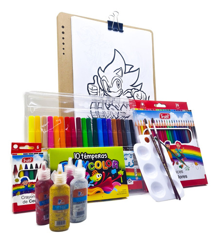 Kit Arte Niños Set Infantil +dibu. Para Pintar Sonic