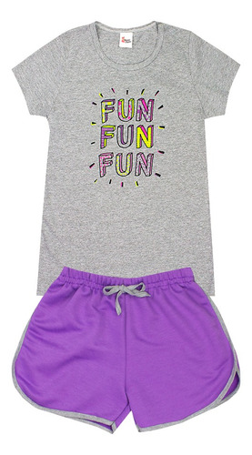 Kit 5 Conjunto Infantil Menina Shorts Moletinho E Camiseta