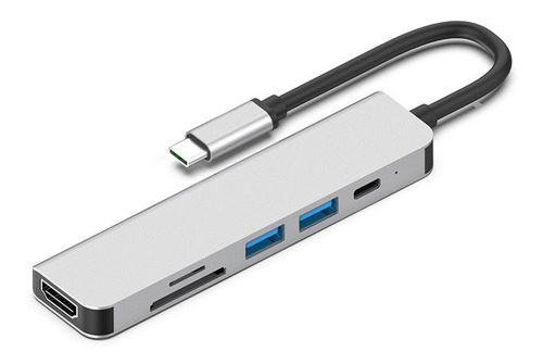 Imagen 2 de 8 de Hub Adaptador Usb Tipo C Usb 3.0 6 En 1 Windows Macbook