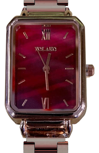 Reloj Verde Pequeño De Acero Con Números Romanos Rectangular