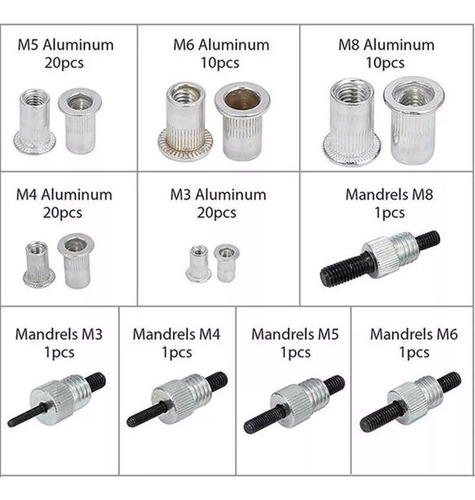 86pcs/set Remachadora Manual Con Tuercas M3-m8 Remache