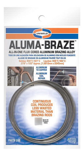 Uniweld Uab Aluma-braze, Aleación De Aluminio Con Núcleo De