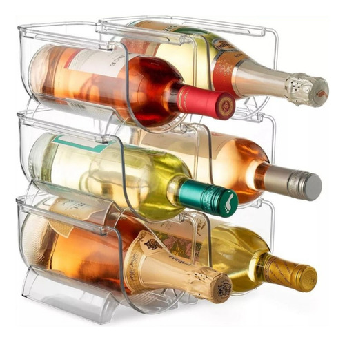 Juego De 6 Organizadores De Botellas De Vino Y Agua Apilable