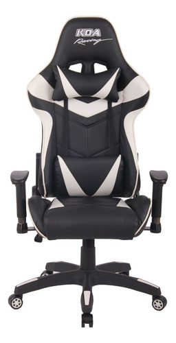 Silla de escritorio Koa Racing GAM610 gamer ergonómica  negra y blanca con tapizado de cuero sintético