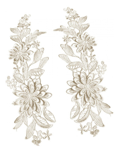 2 Uds Apliques De Encaje Bordado De Flores Apliques Bordados