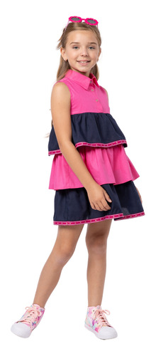 Vestido Infantil Meninas Pink E Azul Um Mais Um 851123 .ale.