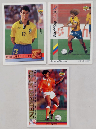 3 Tarjetas Futbol Francia 1998 De Panini Cafu Y Carlos Valde