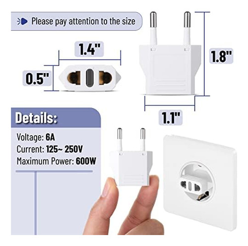 Adaptador De Enchufe De Viaje Bates European Us To Eu, Paque