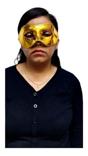 Máscara Antifaz Dorado Plateado Negro Liso Carnaval
