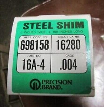 Shim Steel (papel España Acero Bajo Carbono) .004   6 X100 