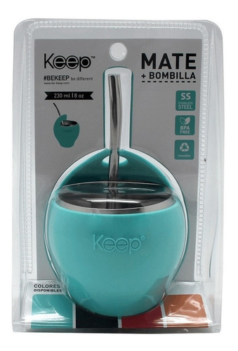 Imagen 3 de 6 de Mate Con Bombilla Keep Acero Inoxidable Set Ar1 Smat Ellobo