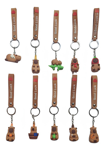 10 Pz Llaveros Juguete Capibara Moda Kawaii Colgante Capybar Paquete 2 Capibara 10 Pz