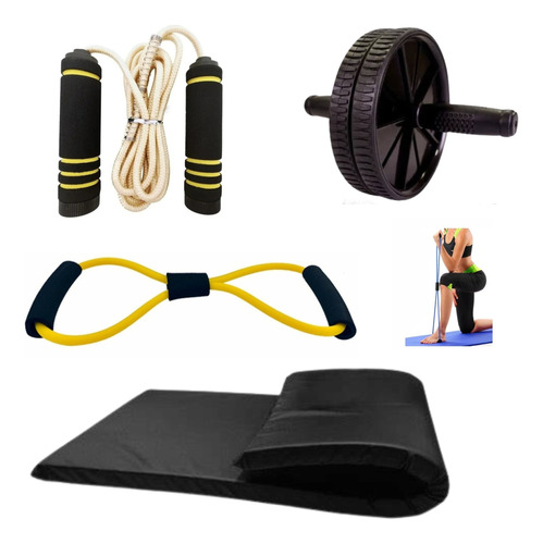 Kit Academia E Exercícios Em Casa - Kit C/4 Produto Completo