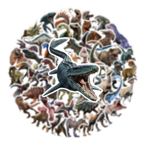  50 Stickers Impermeables Jurasic Park, Dinosaurios