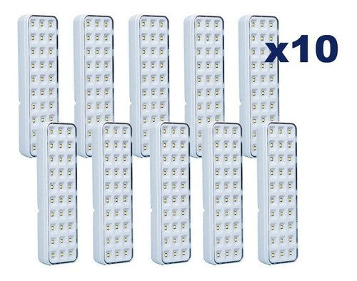 Kit 10 Lâmpadas De Emergência 30 Leds Luminária Recarregável