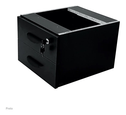 Imagem 3 de 4 de Gaveteiro Suspenso Mesa 2 Gavetas Com Chave Imediato Preto