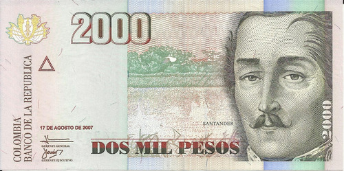 Colombia 2000 Pesos, 17 Agosto 2007