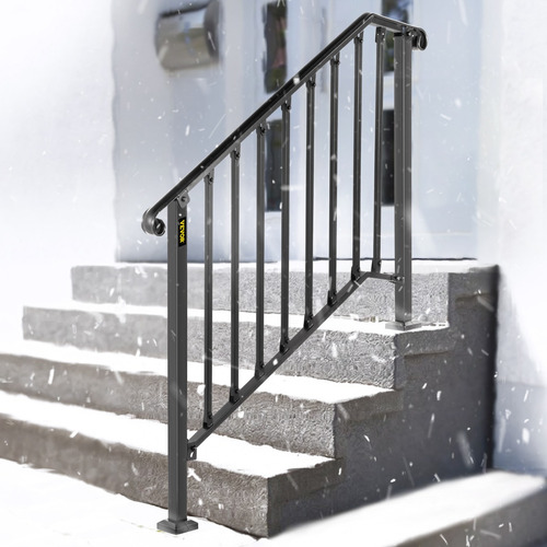 Vevor Barandal De Pasamanos De Escaleras 3 O 4 Pasos Hierro Color Negro