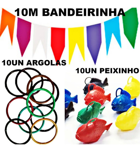 Kit Festa Junina Arraiá Bandeirinha Peixe Argola Promoção