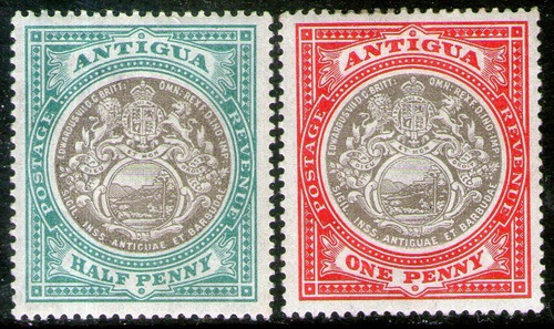 Antigua 2 Sellos Nuevos Escudo De La Colonia Años 1903-09