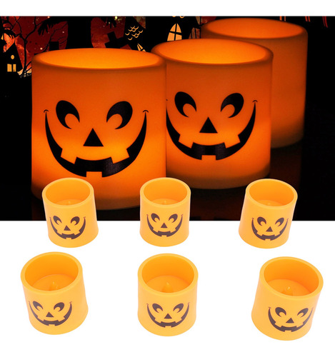 Luz De Té Led Sin Llama De Calabaza De Halloween, 6 Piezas