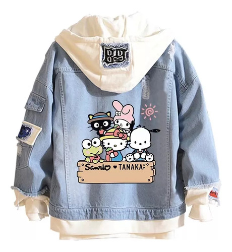 Chamarra Vaquera Casual Con Estampado De Sanrio Familia