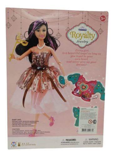 Imagen 3 de 3 de Royalty Muñeca Articulada 30cm Bella Accesorios Vestido Am F