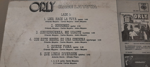 Orly Hace La Tuya Lp Vinilo 1985 Estándar (Usado)