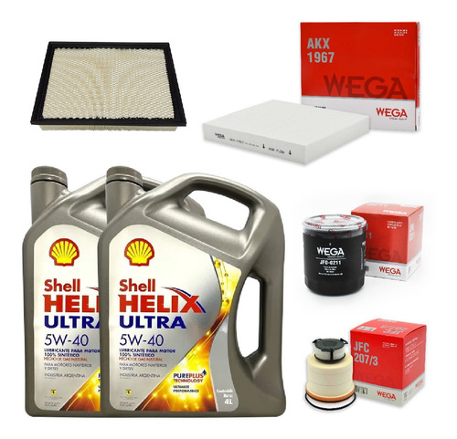 Kit 4 Filtros + 8l Aceite Shell 5w40 Toyota Hilux 2.4 2.8