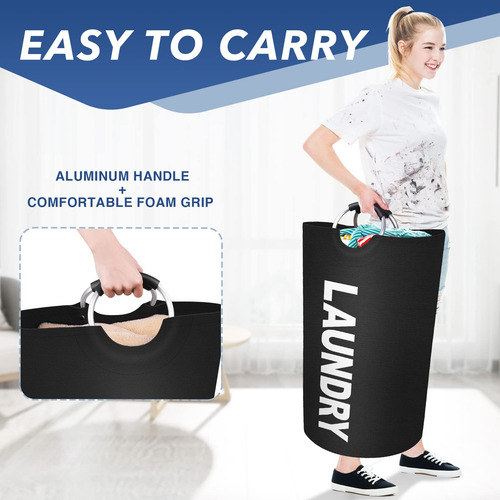 Gran Cesta Lavandería Plegable 90l Impermeable Asas Aluminio