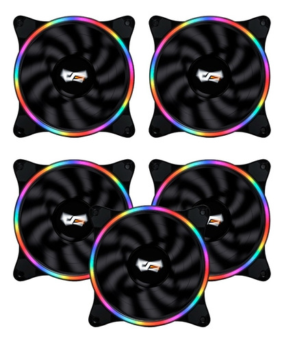 Kit De 5 Fanes Rgb Gamer Refigeracion Computadora Pc  Css