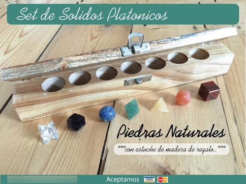 Set De Solidos Platonicos De Cuarzo Grabado Con Los Chakras