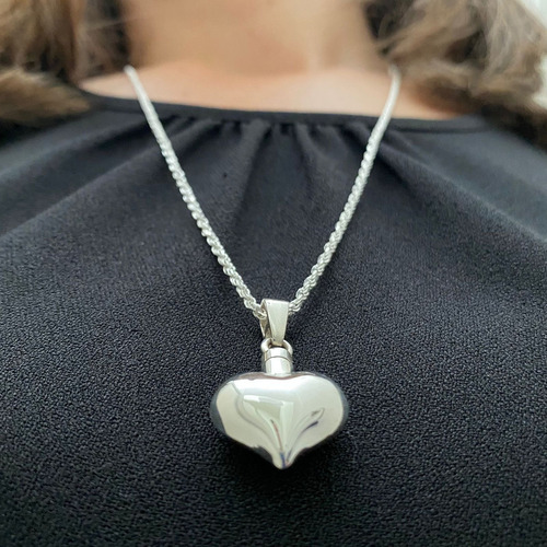 Dije Perfumero Urna Para Ceniza Cremación Plata 925 Agálea Color Corazón estilizado
