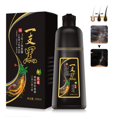 Champ De Cabello Negro Instantneo Contiene Ingredientes Natu