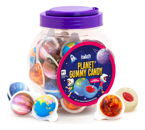 Funtasty Planets Gummy Balls Candy Con Centro De Mermelada, 