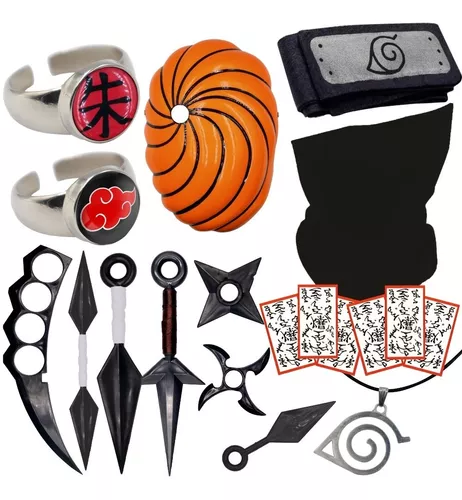 Kit Kunai Naruto Máscara Tobi Anel Akatsuki Pain Hidan