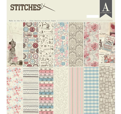 Papel Para Scrapbook Stitches. Authentique